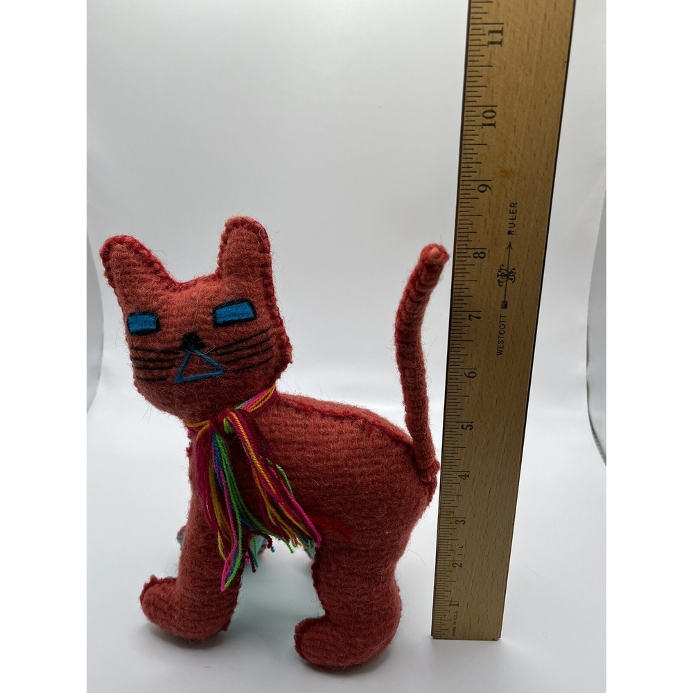Chiapas Colorful Wool Cat - Mexican Folk Art Stuffed Animal Plush - Picture 5 of 6